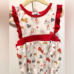 Girls Smocked Chick-fil-A Themed Baby Romper